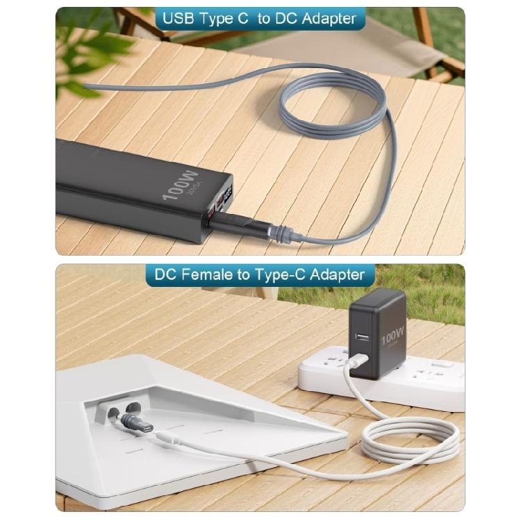 DC5521 Power Cable Adapter USB C Male to 5.5x2.1mm Converter 20V Input for 100W Power Source for Mini