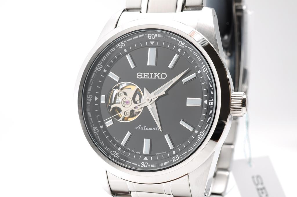 Ceas de mână pentru bărbați Seiko SCVE053 Cadran Negru Mecanic Automatic Scheleton 42mm Japonia Nou