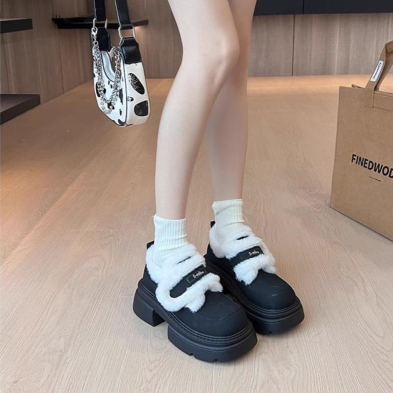 Fashion Womens Winter Warm Snow Boots New Thick-soled Cotton Lolita Mary Jane Leather Shoe Trendy Black Platform Ankle Boots Women Botas