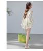 French Vacation Style Lyocell Sun Protection Embroidered Long-Sleeved Shirt and Elastic Waist Lined Shorts Two-Piece Set for Summer