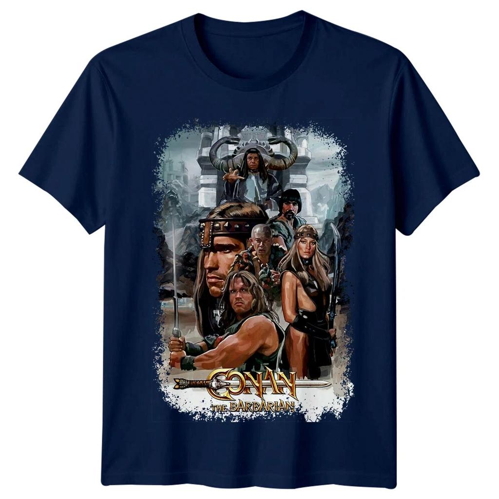 Conan The Barbarian Tshirt Unisexs Retro Fantasy Movie Poster Pattern Short Sleeve Retro Street Style Fashion Trend Tshirt