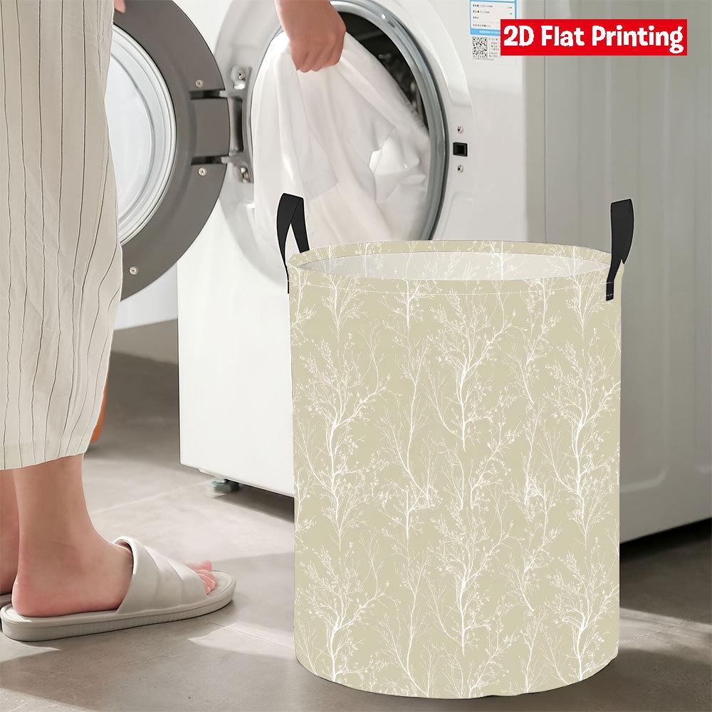 Collapsible Laundry Basket Large Round Waterproof Fabric Hamper Dirty Clothes Storage Bin Toy Organizer with Handles