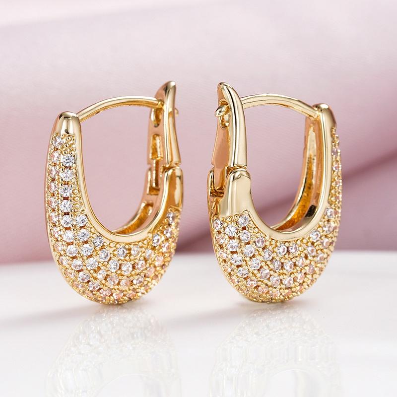 Huitan Delicate CZ Hoop Earrings for Women Shiny Huggie Hoop Brilliant Elegant Piercing Jewelry Opulent Daily Wear Accessories