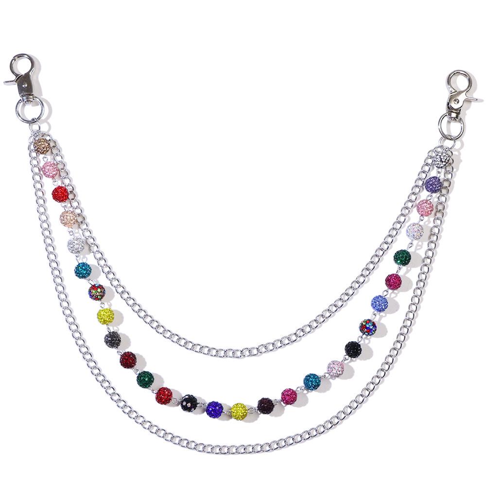 Unisex High-End Cowboy Style Colorful Crystal Rhinestone Pants Chain