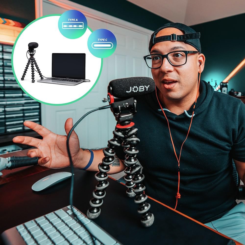 Joby Wavo Plus Microphone for and TikTok On-Camera Vlogging, YouTube, (JB01734-BWW)