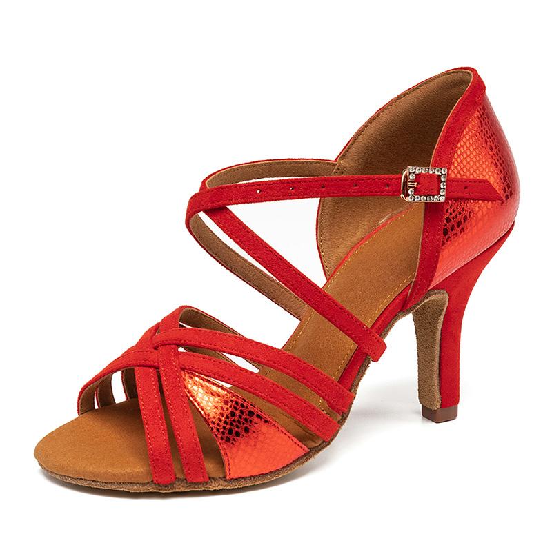 

Женские туфли из искусственной кожи для латинских танцев, вечерние туфли для сальсы и бальных танцев на высоком каблуке 8 см 37 красный