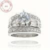 3pcs/set 925 Sterling Silver Women Ring Set Jewelry CZ Engagement Wedding Stackable Rings Banquet Party Jewelry