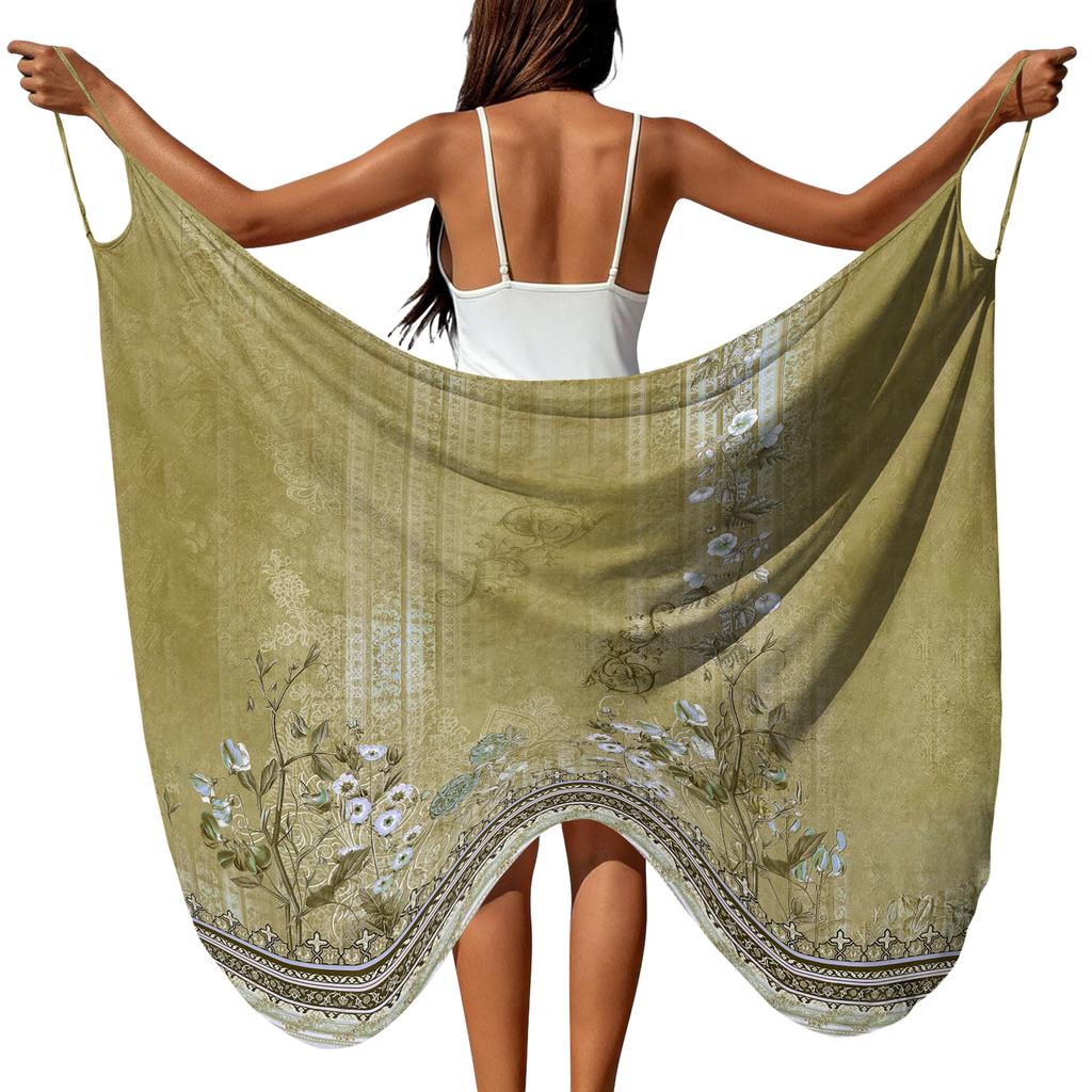 Large Floral Print Lightweight Beach Sarong Wrap Soft Breathable Bohemian Style Cover Up for Women Vacation