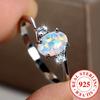 Mode 925 Sterling Silber Oval Weiß Feueropal Ringe für Frauen Hochzeit Engagement Edlen Schmuck Party Geschenke
