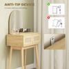 Dressing Table, Compact Vanity Desk with Mirror and 2 Drawers, Natural Wood Finish
