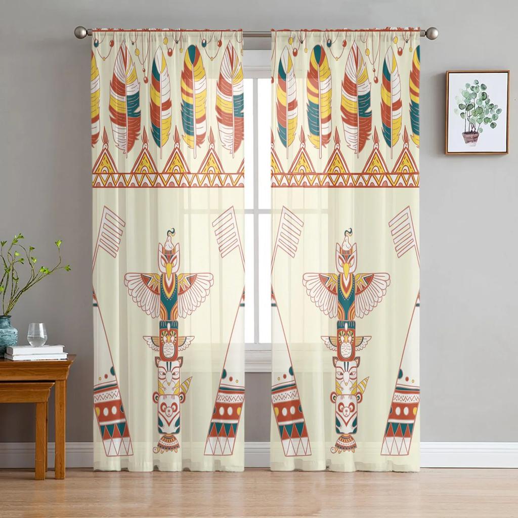 Indian Floral Paisley Tulle Curtains for Living Room Print Sheer Voile Curtain Bedroom Window Screening Drapes Blinds Home Decor