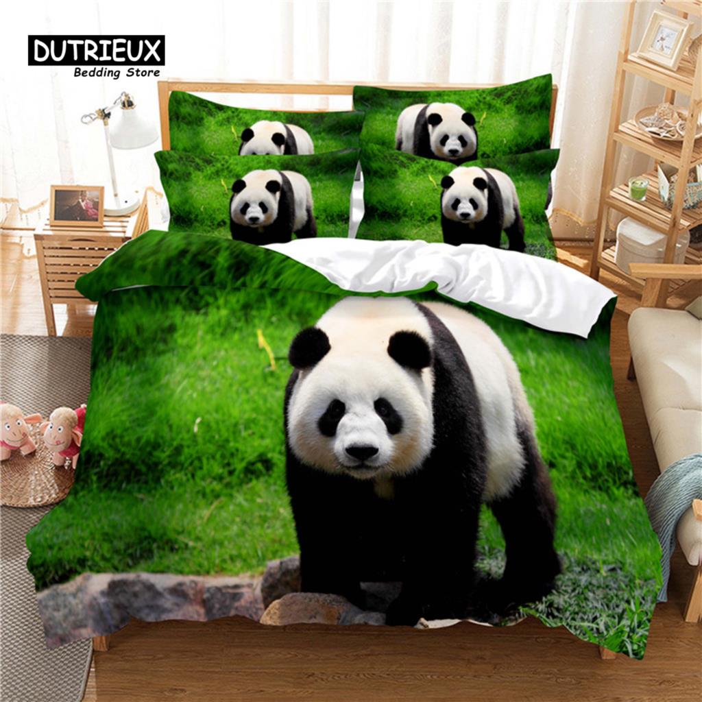 National Treasure Panda Bedding Set, 3Pcs Duvet Cover Set, Soft Comfortable Breathable Duvet Cover, For Bedroom Guest Room Decor