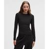 Wundermost Ultra Soft Ribbed Nulu Crewneck Long Sleeve Shirt Black