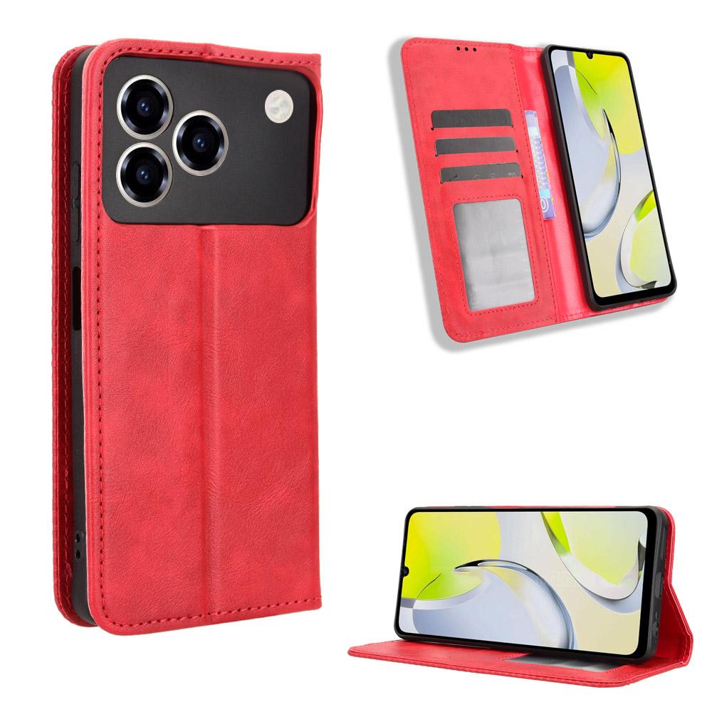 

For ZTE Blade A76 4G Leather Case Wallet Stand Retro Texture Phone Cover