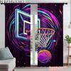 Set aus 2 modernen Basketballkorb-bedruckten Vorhängen Polyester-Gardinen Schlafzimmer Wohnzimmer Lichtblockierend Sichtschutz Heimdeko Vorhang Ideal zum Sitzen