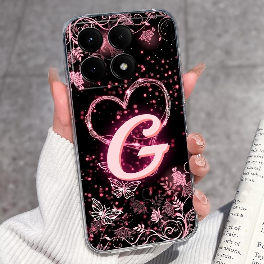 Casing For Redmi K70 K80 K60 K50 K40 K30 K20 Pro K70e K60e K90 Pro Max Phone Case Premium Letters Pattern Transparent TPU Back Cover For Redmi Housing