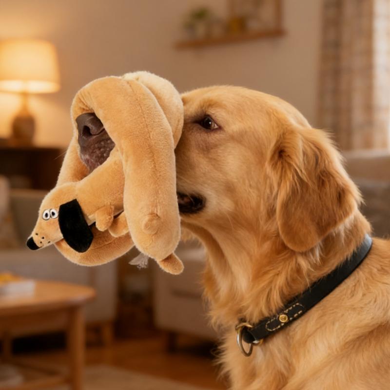 Long Sausage Dog Indestructible Plush Dog Play Cartoon Knotted Toy Puppy With Squeaker Safe Dogs Tooth Chew Tough Toys Resistant