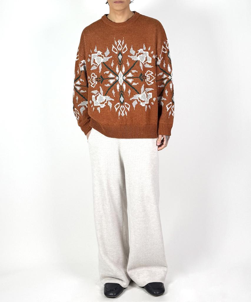 A MADE Wool Blend Jacquard Overknit (Fog Orange)