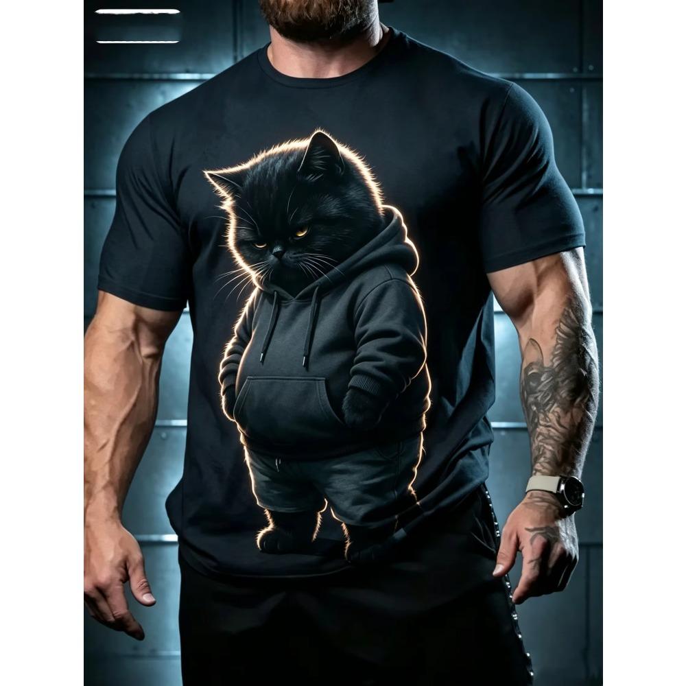 Creative Animal Cat 3D Print Pattern Crew Neck Tee Men Women Summer Fashionable Comfortable Novelty Short Sleeve T-shirt