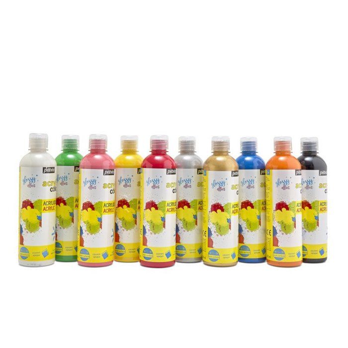 Pebeo - Je crée avec un pinceau dès 5 ans - Acrylcolor assortiment 'festif' 10 flacons 500 ml