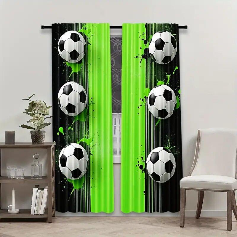Football-Themed - Pole Bag Curtains, Bedroom, Living Room And Kitchen Decoration, Home Decoration, Window Decoration