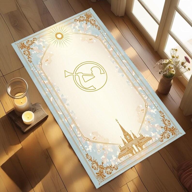 Tappeto da preghiera Croce del Calvario Ortodossa Nero Oro Gotico, Decorazione per la casa Cristiana Slava, Tappetino Religioso Antiscivolo Camera da letto Soggiorno