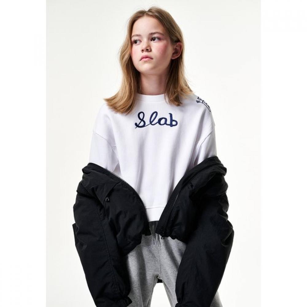 Bluetail Unisex Line Cut White Crop Sweatshirt Aza2ts02wt