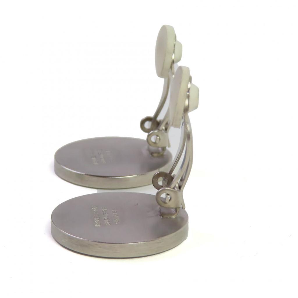 Excellent HERMES Earring Serie Crude Cell Shell Binaural Accessory Silver Used