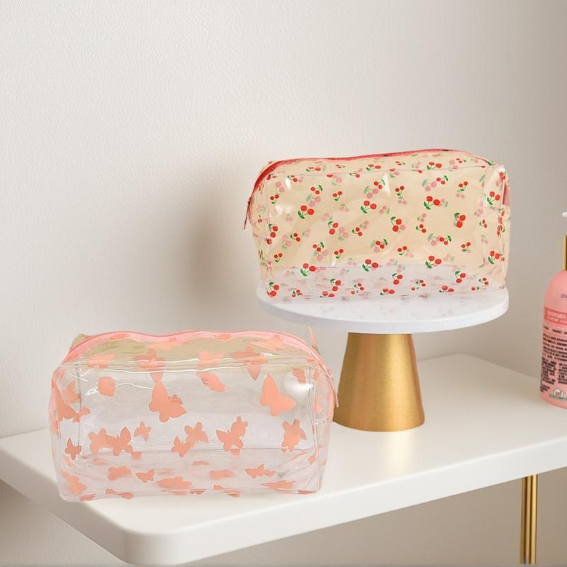 1pc Creative Design Transparent Makeup Case For Women Sweet Bag Organizer Cute Large Capacity Cosmetic Bag Portable Lipstick Bag
