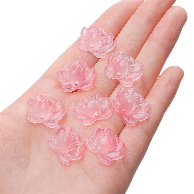 5Pcs Glass Double Hole Lotus Flower Beads Pendant Charm for Necklace Bracelet Earring DIY Jewelry Making