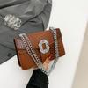 Temperature  Fashionable and Fashionable Summer New Style Simple Casual Texture Chain Crossbody Single Shoulder Small Square Bag for Women