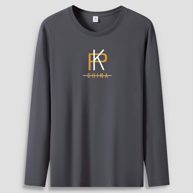 

PK Plus Size Мужская футболка с длинными рукавами из чистого хлопка с круглым вырезом S-5XL S темно-серого