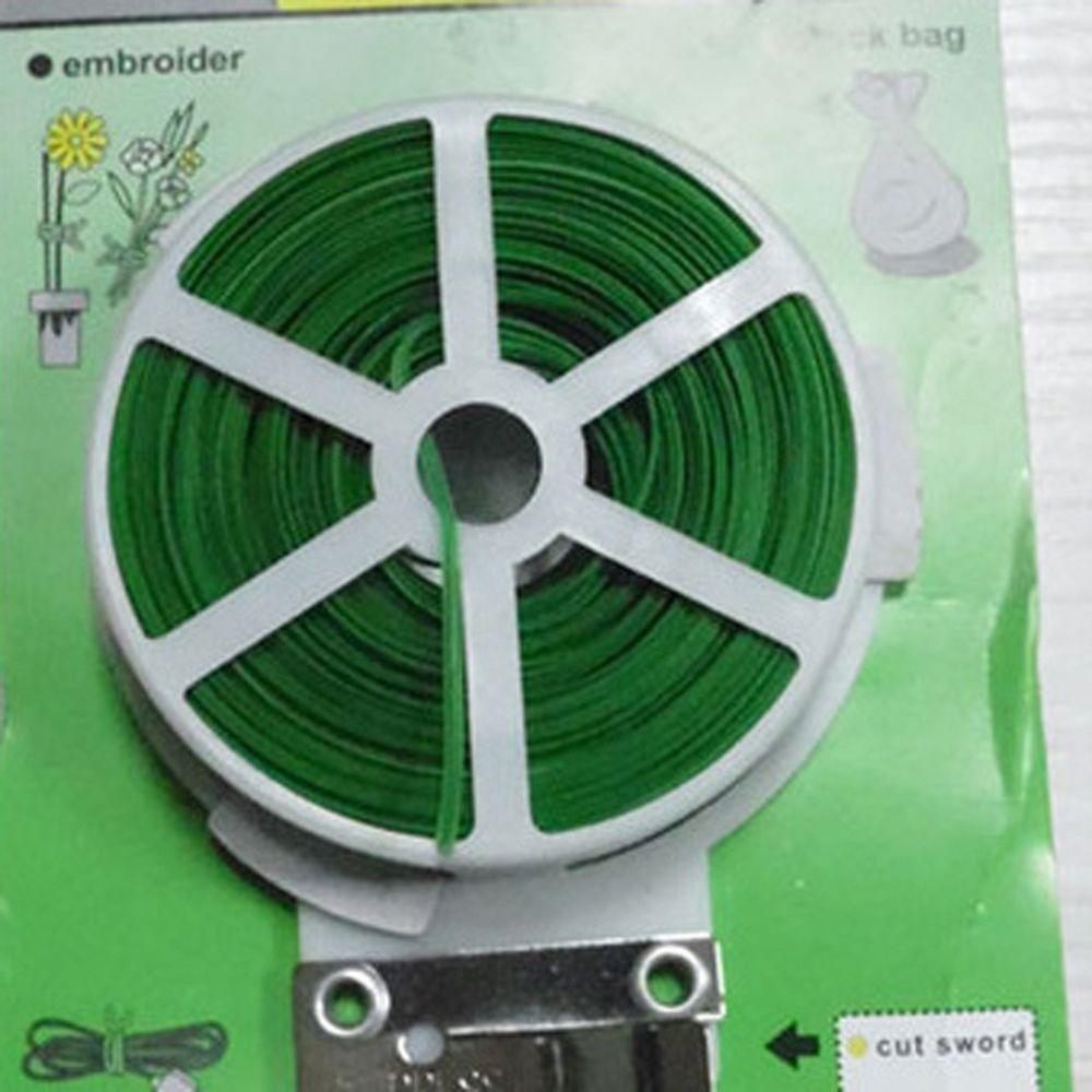 Metal Favorable Reel Plant Spool 50M Cutter 1 Roll Twist Tie Green Garden String Plastic Wire