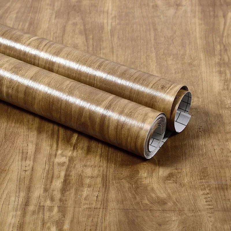 Wasserabweisende Holz-Vinyl-Wandverkleidung Rolle Selbstklebende Dekor Kontaktpapier Türen Schrank Schreibtisch Moderne Möbel Dekorativer Aufkleber