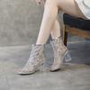 Crystal High Heels Cool Boots Summer New Waterproof Mesh Mesh Hollow Sequin Short Boots Fashionable Women's Ankle Boots