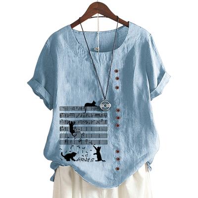 Trendiges und bequemes Baumwoll-T-Shirt für Damen mit lustigem Print-Artwork