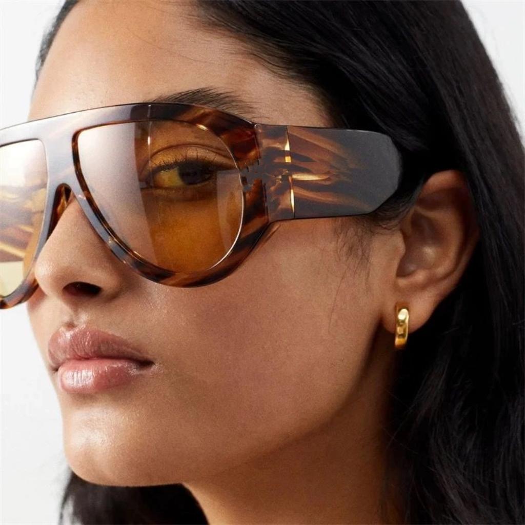 New Oversized Ladies's Pilot Sunglasses Vintage Double Bridge Sun Glasses Ladies Trendy  Design Outdoor Shades UV400 Eyewear