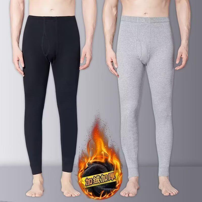 Men's Insulated Non-Shedding Fleece Base Layer Pants - Comfortable, Warm, Dirt-Resistant, Plus Velvet Thickened for Autumn and Winter.