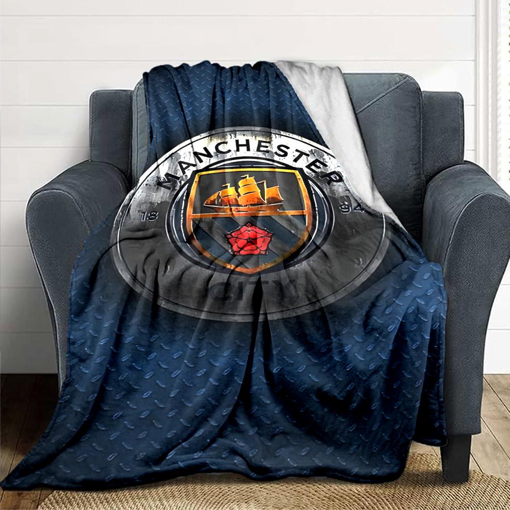 Manchester City Crest Blankets Flannel Printed Breathable Warm Throw Blanket for Home Office Bedspreads 0708a22