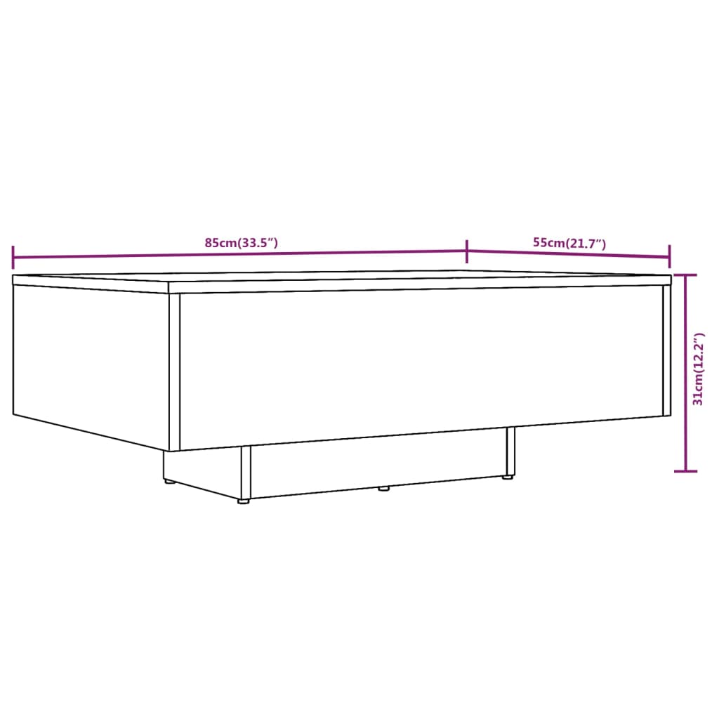  Coffee Table, Grey Sonoma Oak, 85x55x31 Cm