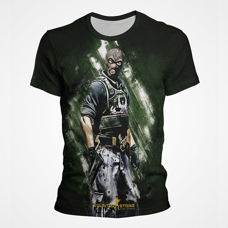 Shooting Game CS GO Pattern 3D Printed T-shirt Men's Summer Short Sleeved Round Neck Top Trendy Harajuku Fashion Streetwear