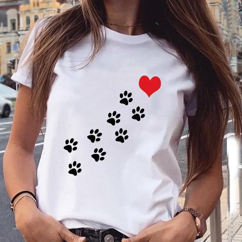 Cute Cat Animal Print T-shirt Round Neck Women's Blouse Fashion Women's Graphic Harajuku Aesthetics