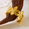 Exaggerated Stainless Steel Metal Shell Flower Cuff Bangle Bracelet for Women Vintage Gold Color Bangles Beach Party Jewelry New