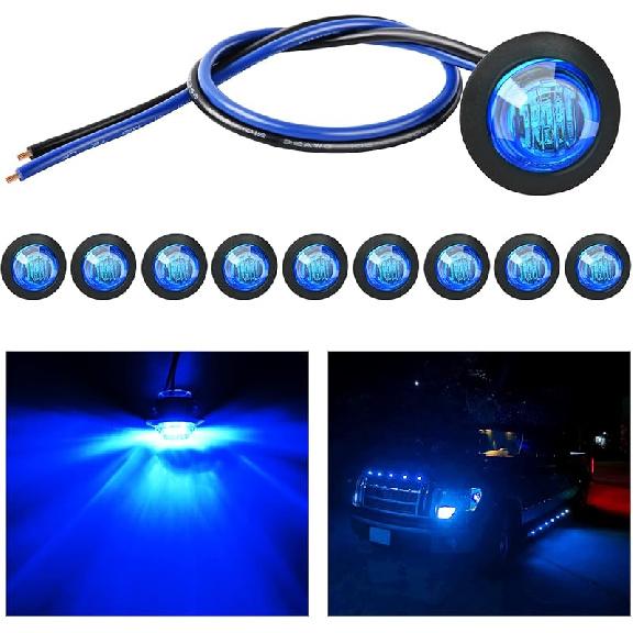TL-03 10 PCS 3/4” Round Clearance Front Rear Side Indicator Bullet Marker Light for Truck RV Car Bus Trailer Van Caravan Boat (12V, Amber)