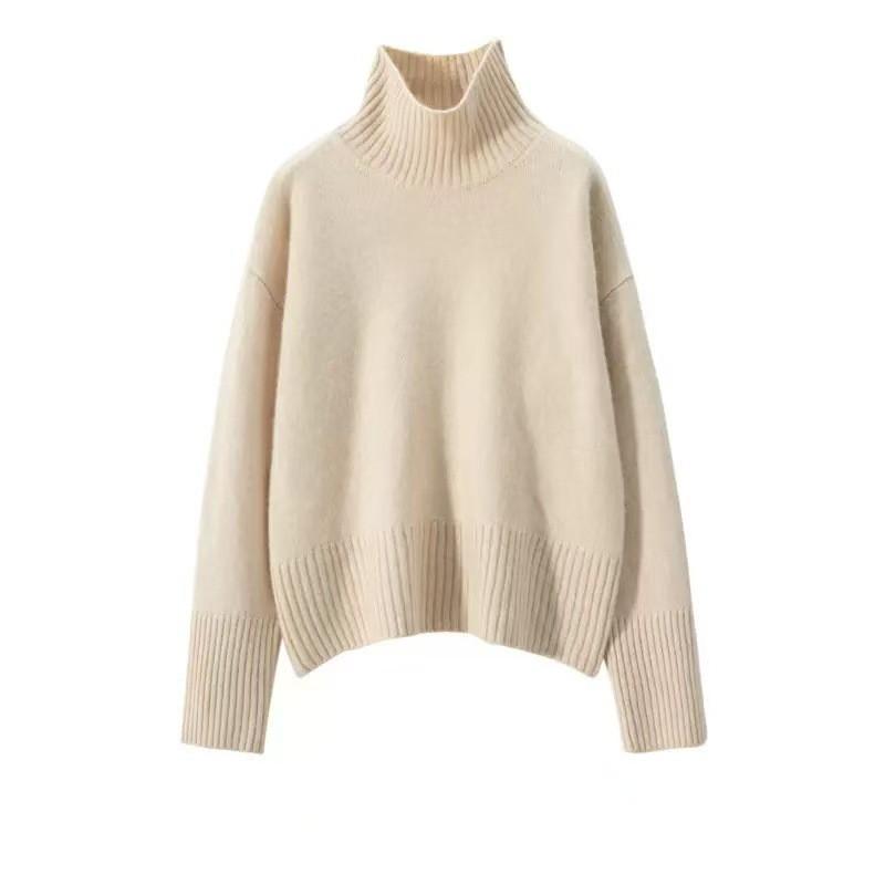 Womens Oversized High Neck Knit Sweater Thick Warm Loose Fit Casual Pullover Winter