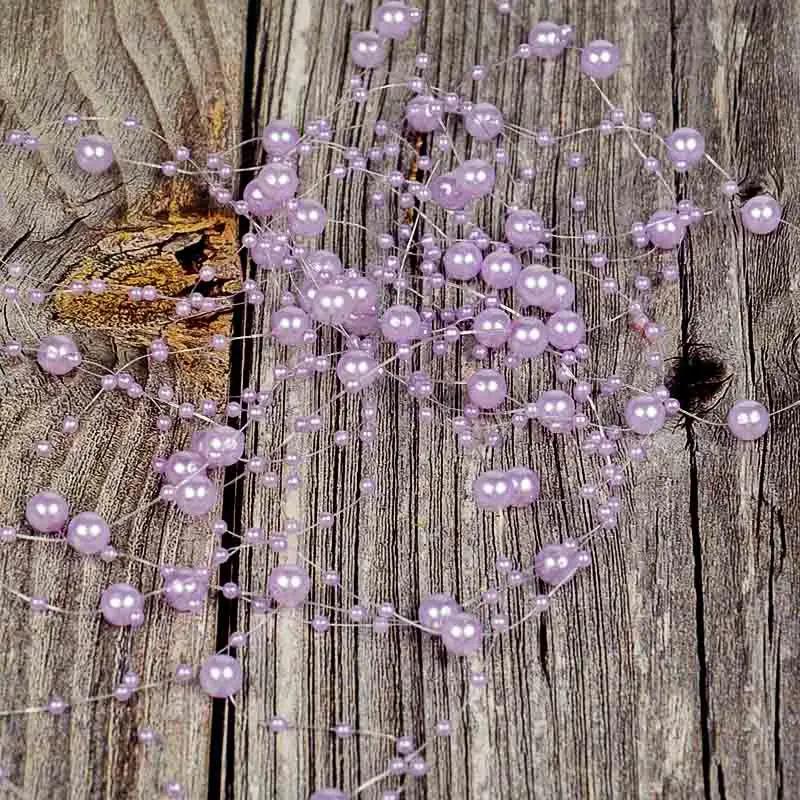 

5 Meters Multicolor Pearls Beads Fishing Line Chain Artificial Garland Flowers for Party Wedding Decoration Events Supplies фіолетовий