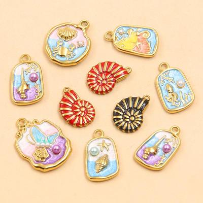 7 Stile Edelstahl Meeres-Serie Muschel & Seestern Anhänger für DIY Schmuck