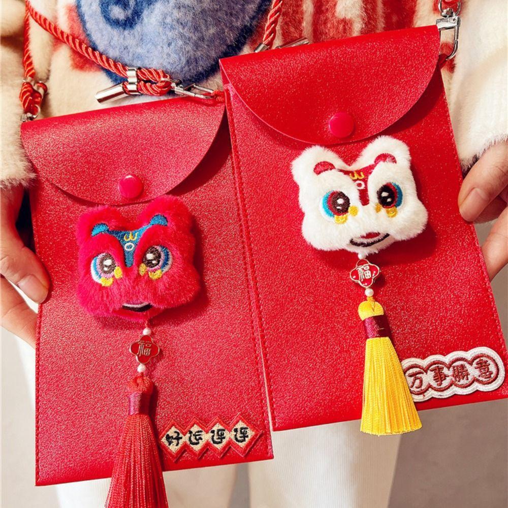 Chinese Plush Koi Lucky Money Packet Tassel Lion Dance New Year Money Envelope Party Gifts