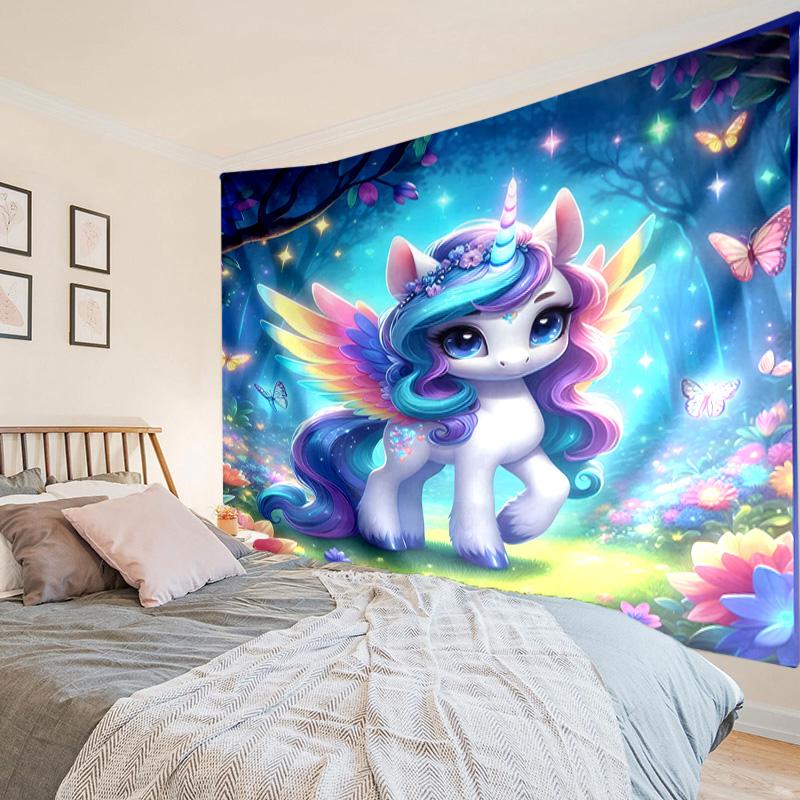 Rainbow Unicorns Garden Tapestry, Unique Design Tapestry, Wall Decor for Bedroom,Livingroom, Playroom,Heartwarming Fan Holiday Gifts