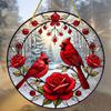 2D Flat Colorful Glass Style Red Bird Acrylic Acrylic Decoration Sign, Suitable for wall decoration, porch, room, villa, accents Home, Hallway, or Wor
